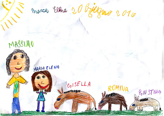 Disegno Maria Elena, 20 giugno 2016. Massimo, Maria Elena, Gisella, Romina, Giustina