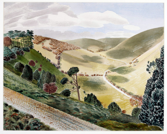 Eric Ravilious, The causeway, acquerello, 1937