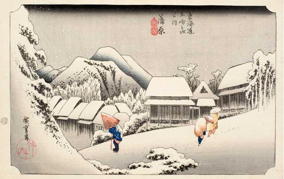 Utagawa Hiroshige, Neve notturna a Kambara, 1833