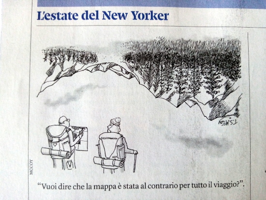 L'estate del New Yorker. "Vuoi dire che la mappa è stata al contrario per tutto il viaggio?"