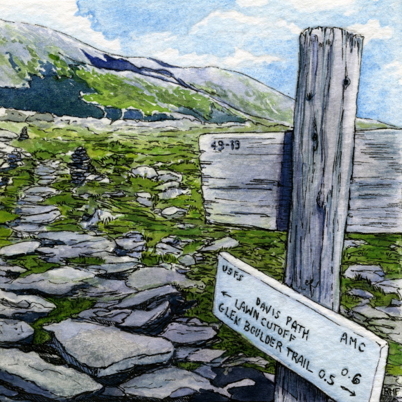 Davis Path on Mount Washington, NH. Olio su tela di Rebecca M. Fullerton