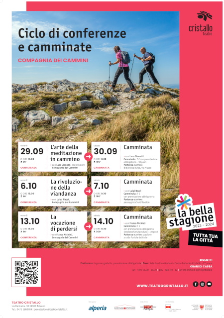 Ciclo di conferenze e camminate. Compagnia dei Cammini. Cristallo teatro, Bolzano