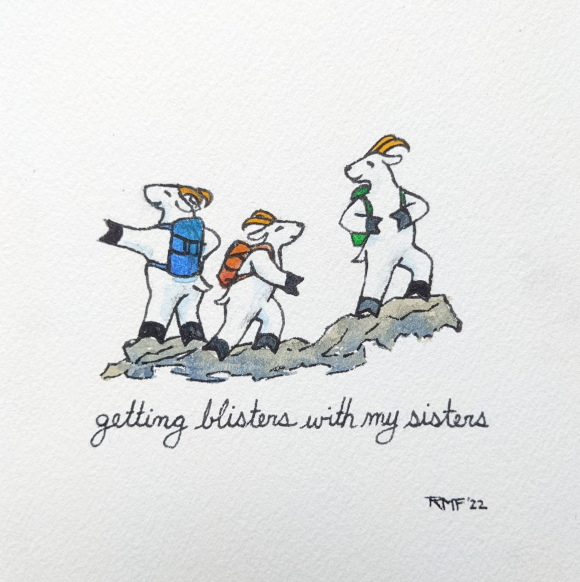 Disegno di Rebecca M. Fullerton, "Getting blisters with my sisters"