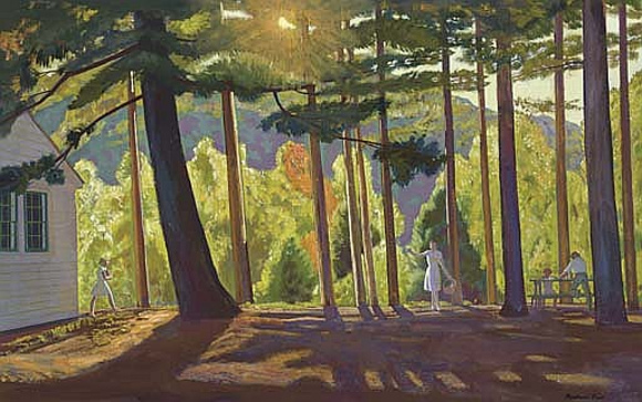 Rockwell Kent, Picnic in the pines Asgaard, 1956 circa, olio su tela